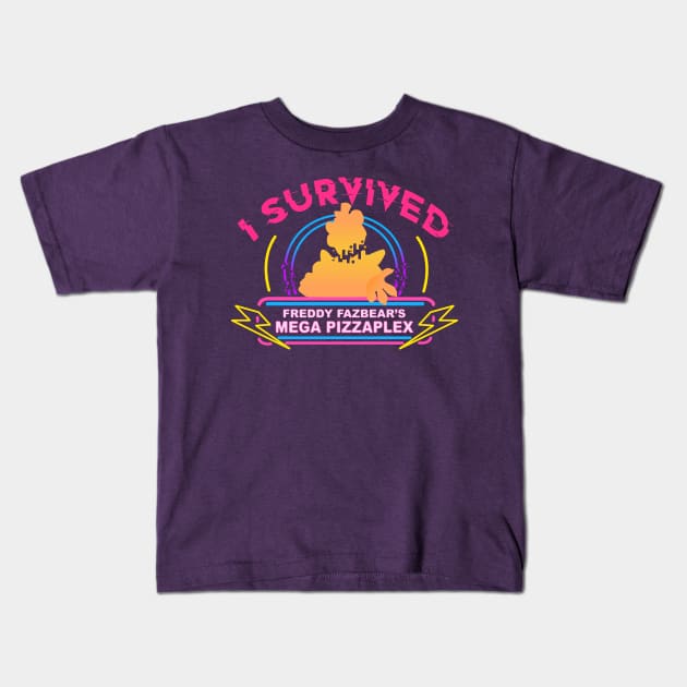 I Survived Freddy Fazbear's Mega Pizzaplex Kids T-Shirt by coribird